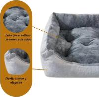REINO MANSIDI Cama para Perros y Gatos de Felpa con Cojín Extraíble de Color Gris - details 1