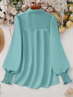 Blusa informal de talla grande para mujer, blusa de manga abombada de Color sólido, adecuada para oficina y exteriores, con un solo pecho, novedad de primavera y verano 2025 - details 12