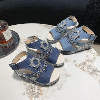 Sandalias de cuña mujer, estilo boho, zapatos de punta abierta,verano - details 4