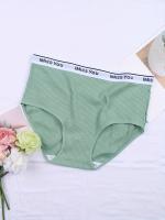Conjunto de 6 bragas sencillas de talla grande, bragas de mujer de talla grande con cinta de letras de contraste suave, cintura media, 6 unidades. - details 2