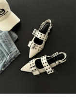 Zapatos Mary Jane estilo francés con punta en punta, zapatos retro de tacón medio grueso - details 15