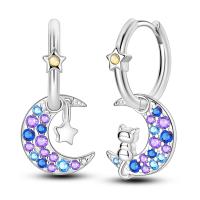Pendientes de Plata Esterlina 925 con Estrella y Luna Cuentas de Zirconio Cúbico para Joyería - details 0