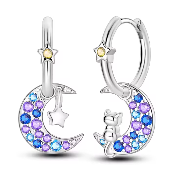 Pendientes de Plata Esterlina 925 with Estrella y Luna - 1