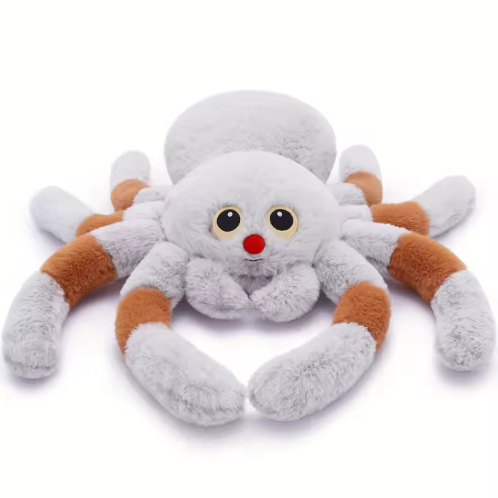 1 juguete de peluche de araña gigante MaoGoLan, cojín de peluche de tarántula de poliéster gris de 20 pulgadas, linda almohada de araña para niñas, decoraciones para fiestas de Halloween/accesorios de broma - 1