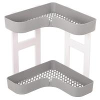 Estante esquinero de doble capa, estante de almacenamiento de cosméticos en forma de L para baño, organizador de cocina, gris - details 0