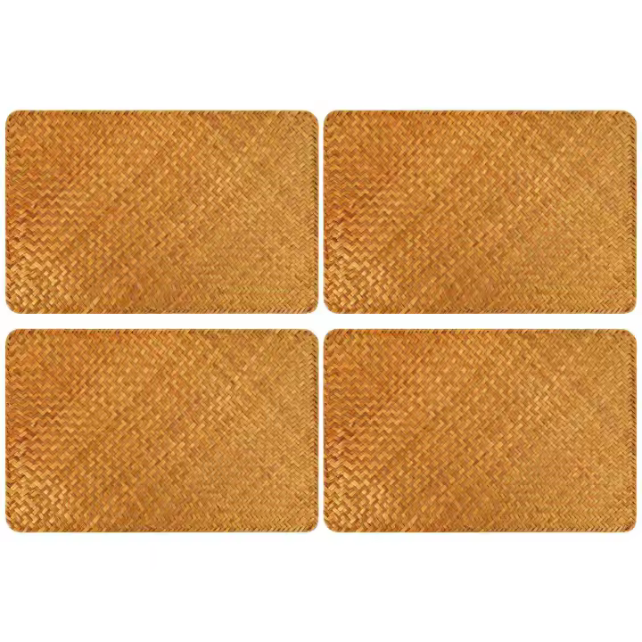 Paquete de 4 manteles individuales de algas marinas naturales, 17 pulgadas x 12 pulgadas, manteles individuales de ratán rectangulares tejidos a mano - 1