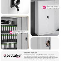 Armario Archivador Oficina en Acero, Armario Exterior e Interior con Cerradura, Armario Multiusos con 2 Puertas, 4 Estantes Ajustables y 5 Alturas, Fácil Montaje, 180x80x40 cm - Gris Claro - details 6