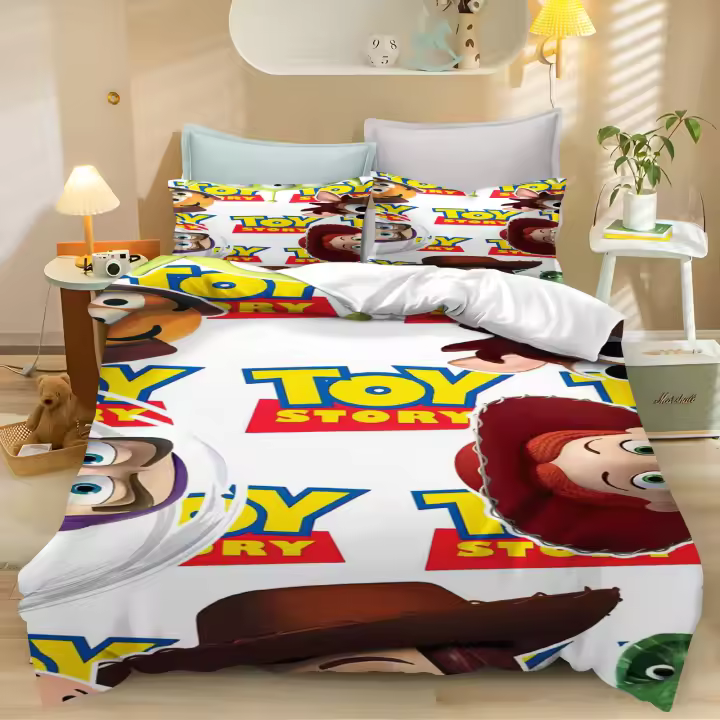 Conjunto de Ropa de Cama de Dibujos Animados Toy Story 100% Poliéster, Impresión Amigable, Transpirable para Niños - 1