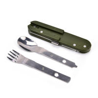 Cubiertos plegables de acero inoxidable, cuchillo, tenedor, cuchara, vajilla portátil para exteriores, equipo de Camping - details 8