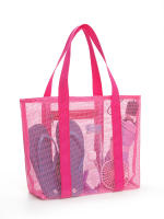 Bolsa de playa de malla de poliéster hueca, bolsa de lavado de viaje de gran capacidad, bolsa de almacenamiento para natación, bolsa de playa de malla minimalista - details 1