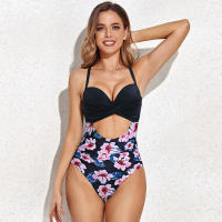 Traje de Baño de Una Pieza de Leopardo Sexy Bra Cruzado Hueco, Color Sólido - details 41