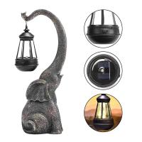 Estatua de Elefante de Resina Solar Decoración de Jardín Única Lámpara de Figura de Artesanía Retro para Escritorio - details 4