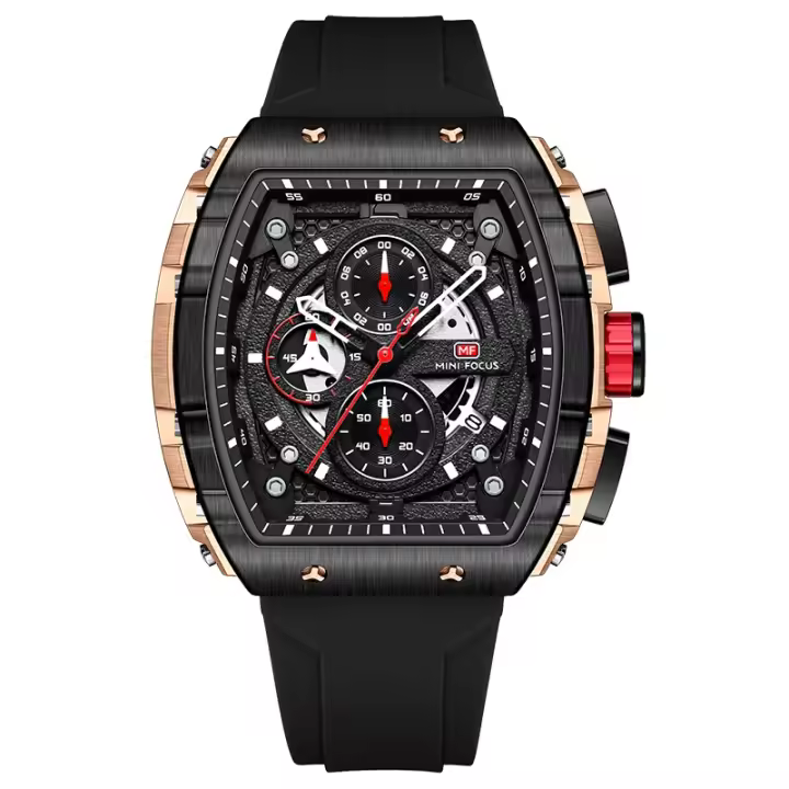 Reloj deportivo de lujo para hombre, reloj de pulsera analógico automático luminoso resistente al agua con cristal curvo de barril para exteriores y negocios - 1