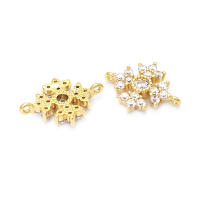 Abalorios de latón y circonita de Color dorado de 18K con 2 agujeros, abalorios de conexión de copos de nieve y flores, accesorios para pendientes para hacer joyas Diy de alta calidad - details 36
