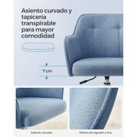 Silla de estudio, giratoria, altura ajustable, carga de 110 kg, marco de acero, tela de algodón-lino transpirable, para estudio, dormitorio, marrón OBG019K01 - details 48