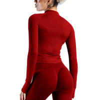 1 top de yoga para mujer con cremallera dinámica sin costuras, color sólido, ajustado, traje de fitness suave para mujer, top de yoga, gimnasio, correr, traje de ciclismo - details 1