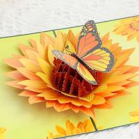 Tarjeta de felicitación plegable de girasol, papel tallado, bendición, tarjeta de felicitación emergente 3D, tarjetas de invitación exquisitas, Acción de Gracias - details 3