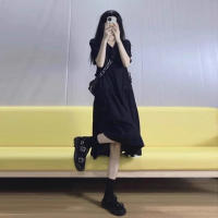 Hepburn Little para mujer verano 2025 nuevo estilo vestido largo de cintura francesa, vestido negro pequeño y de gama alta - details 4