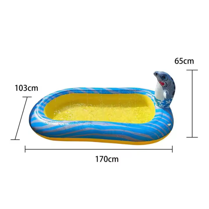 Piscina aspersora inflable para niños aspersor de dinosaurios piscina para niños patio trasero almohadilla rociadora piscina juguetes acuáticos al aire libre - 1