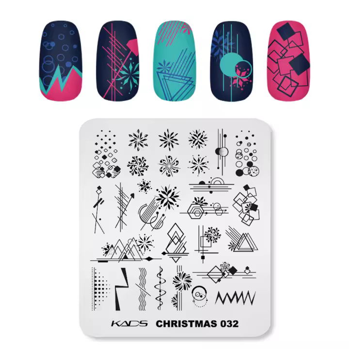 Placa de Arte de Decoración de Uñas KADS con Elementos Navideños y Flores y Hojas Herramienta de Manicura DIY Accesorio de Uñas - 1