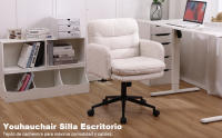 Silla Escritorio, Silla Oficina de Cachemira, Cómoda Silla Tocador con Altura Ajustable, Sillas Ordenador para Hogar y Dormitorio, Crema, Gris Oscuro - details 0