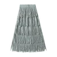 Moda Plisado Borla Falda para Mujeres, Verano, Nuevo niño, Temperamento, Vestido Versátil De mitón Delgado - details 1