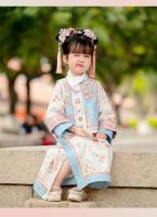 Disfraz antiguo para niños, ropa a cuadros, corte de la dinastía Qing, conjunto de cheongsam de dos piezas de estilo chino para niñas de primavera - details 5