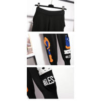 Chándal con bordado de patrón de letras para mujeres, conjunto de dos piezas, traje deportivo de calle, talla grande en negro y - details 7