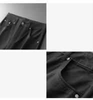 Pantalones informales ajustados para hombre, novedad de otoño, pantalones clásicos de marca rectos de negocios cómodos elásticos de color negro puro para hombre - details 4