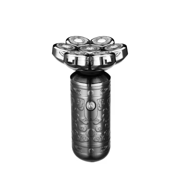 Kemei-afeitadora de Metal rotativa de 7 cabezales para hombre, maquinilla de afeitar eléctrica inalámbrica IPX6, resistente al agua, en seco y húmedo, recargable, para cara y barba - 1
