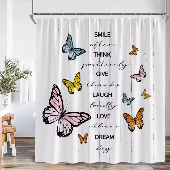 Cortina de Ducha de Madera Frase Motivadora Decoración de Baño para Todas las Estaciones - 1