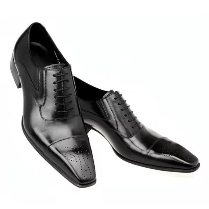 Zapatos de cuero de cabeza cuadrada pequeña para hombre zapatos casuales británicos - 1