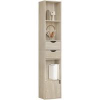 Estantería para Libros de Pie, Librería Vertical con 3 Compartimentos Abiertos, 2 Cajones y 1 Armario, Libreria Blanca de Almacenaje para Oficina, Salón, Dormitorio, Cocina, 30x24x158cm - details 18