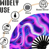 1 abanico de mano plegable con brillo ultravioleta: decoración de fiesta con luz de neón púrpura y azul extra brillante, perfecto para bodas, actuaciones de baile, conciertos, bares, reuniones familiares y decoraciones de pared del hogar - details 0