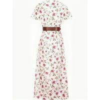 Vestido Maxi Floral Elegante con Cuello en V - Estilo Chic de Verano con Cinturón, Tela Tejida Durable y de Fácil Mantenimiento - details 7