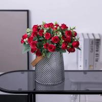 Rosa de seda Artificial de 10 cabezas, ramo de eucalipto y peonía blanca simulada, decoración de boda, flores falsas, decoración de jardín y hogar - details 9