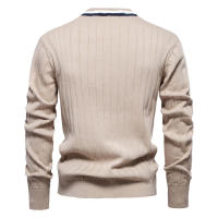 Cárdigan con cuello en V para hombre, suéter de manga larga, Chaqueta de punto con ribete de Color de contraste de moda - details 10