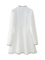 Up-minivestido blanco de encaje con cuello levantado para mujer, Vestidos elegantes de manga larga para fiesta, Vestidos clásicos calados para mujer - details 1