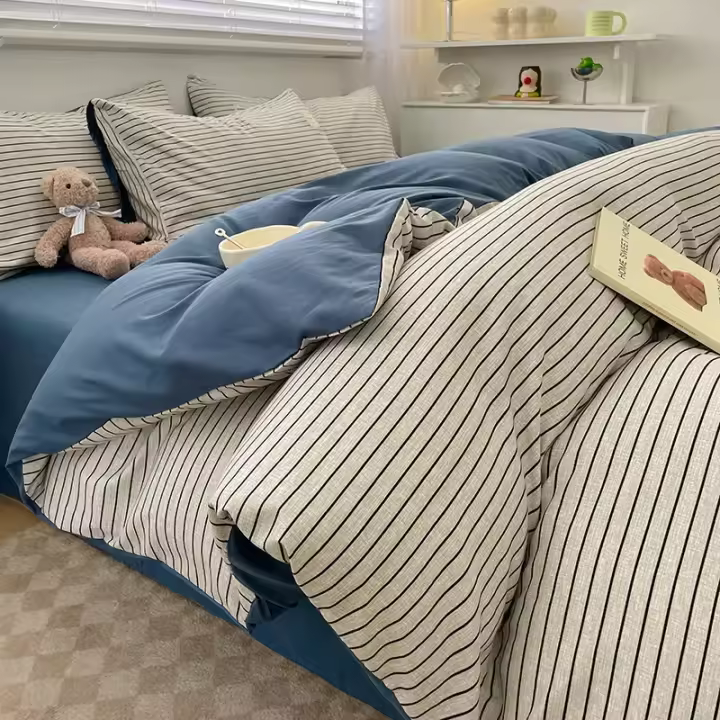 Tiendas Juego de cama de algodón con estampado de cuadros nórdicos, funda nórdica, funda de almohada, juego de sábanas, funda de edredón, juego de ropa de cama tamaño Queen King - 1