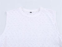 Camisetas Sin Mangas con Bordado para Mujer OUWU Top Corto Sencillo Liso Versátil - details 3
