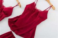 Conjunto de 2 piezas para mujer, camisón con cuello en V, ropa de dormir de seda, ropa, ropa de dormir para el hogar - details 7