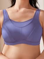 Sujetador deportivo de talla grande para mujer, color liso, holgado, cómodo y transpirable, adecuado para deportes y uso diario. - details 6