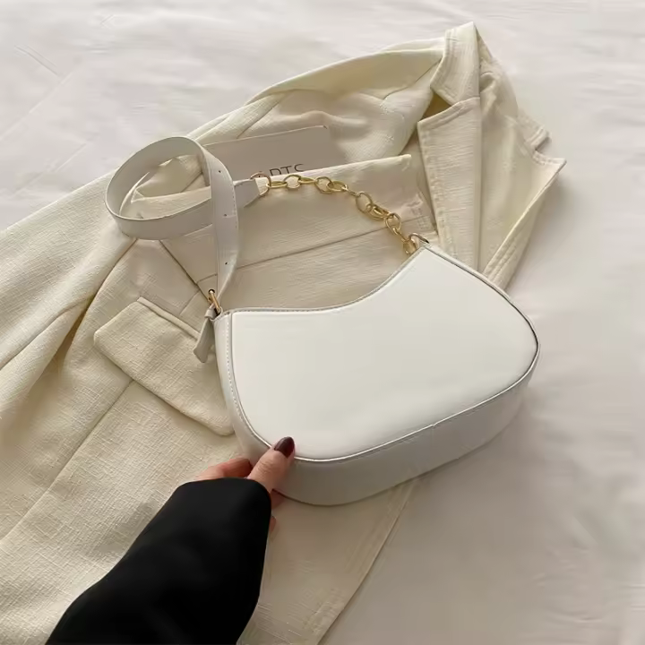 Bolso de hombro retro para mujer de color sólido Versátil para primavera 2024 Estilo coreano - 1