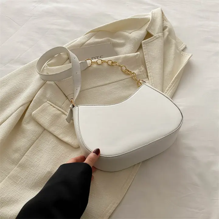 Bolso de hombro retro para mujer de color sólido Versátil para primavera 2024 Estilo coreano - 1