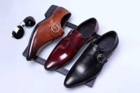 Nuevos zapatos de cuero PU para hombres formales británicos grandes de trabajo superior brillante de moda de negocios y ocio - details 0