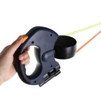 Con luces, correa doble para caminar para perros, cuerda de rotación retráctil doble de plástico ajustable, reflectante de nailon - details 0