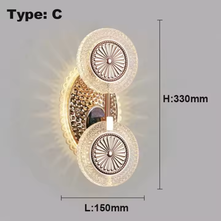 [1 año de garantía] Lámpara de pared de cristal creativa TOMAX moderna y sencilla para dormitorio, cama, pasillo, TV, fondo, luz de pared - 1