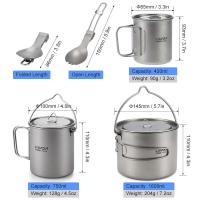 Lixada - maceta colgante portátil de titanio ultraligera, 900 ml/1600 ml, con asa plegable con tapa, utilizada para acampar al aire libre, hacer senderismo, - details 3