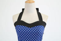 Vintage Women Summer Polka Dot Print Halter Party Dresses - details 5