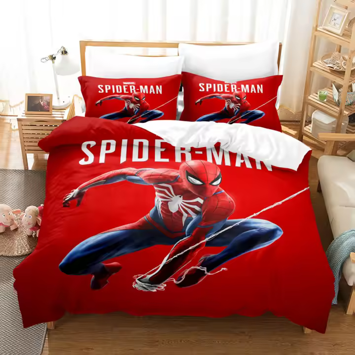 Juego de Ropa de Cama de Dibujos Animados de Spiderman Funda de Edredón, Funda de Almohada, Ropa de Cama para Niños Regalo de Cumpleaños Ideal - 1